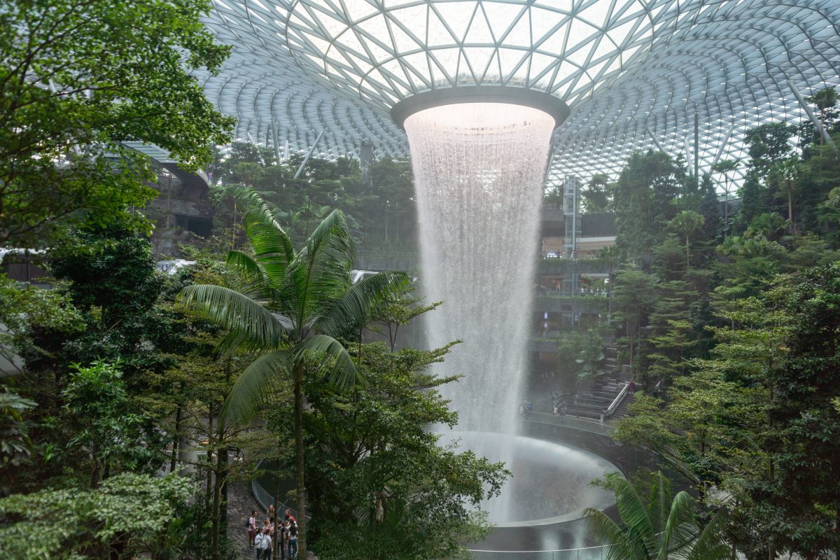 The waterfall at the Jewel at Changi Airport